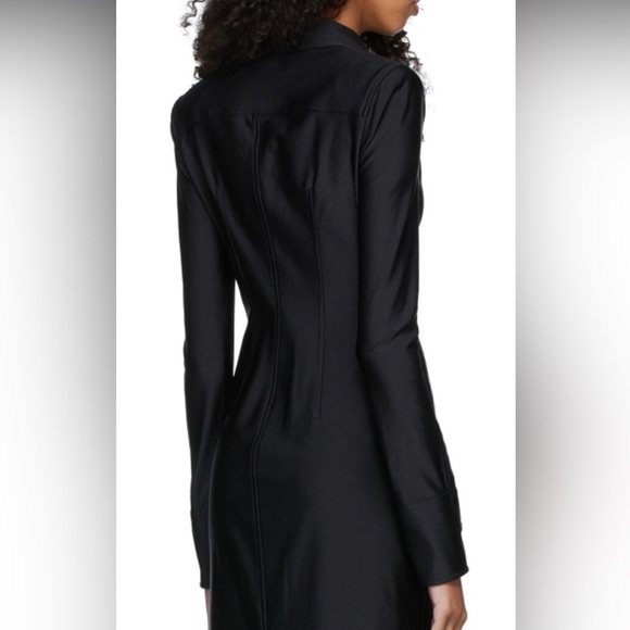 NEW ALEXANDER WANG SHINY BLACK NYLON LONG SLEEVE BUTTON UP MIDI DRESS - Picture 9 of 9